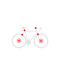 Set secures front wheel + rear wheel + seat post + fork + brakes